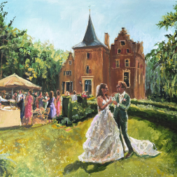 Live Paint van bruidspaar bij kasteel, 13 juni 2025, Echteld