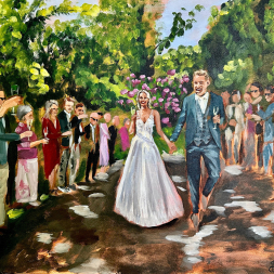 Live Paint van bruidspaar omringd door daggasten, 10 mei 2025, Holten