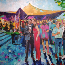 Schilderij tijdens verjaardagsfeest in de tuin, 10 mei 2025 in Baarlo