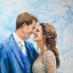 After Paint bruidsportret Timo en Hanne, juli 2020, in atelier